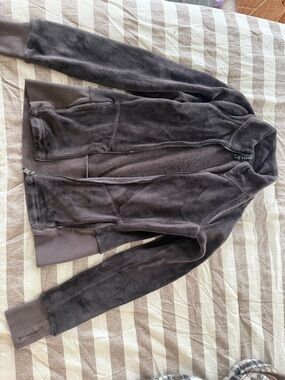 Athleta Charcoal Gray Plush Zip-Up Fleece Jacket